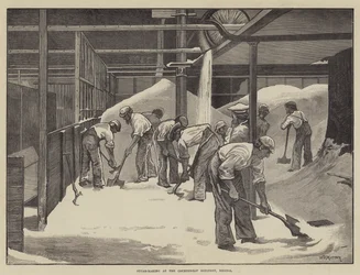 Fabricação de açúcar na Refinaria Counterslip, Bristol